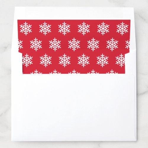 Festive Red and White Snowflake Pattern Envelope Liner