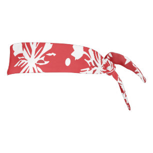 Festive Red and White Snowflake Winter Tie Headband