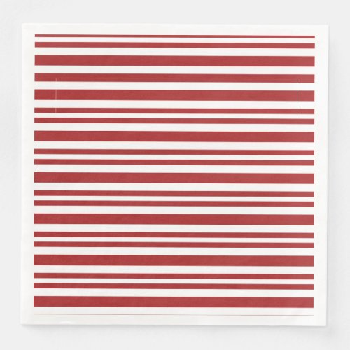 Festive red and white striped paper dinner napkins