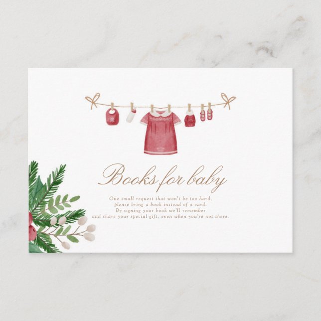 Festive Red Baby Shower Books for Baby Card 3.5x5 (Front)