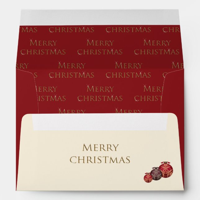 Festive Red Baubles Merry Christmas Envelope (Back (Bottom))