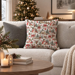 Festive Red Berries Botanical Accent Pillow Decor