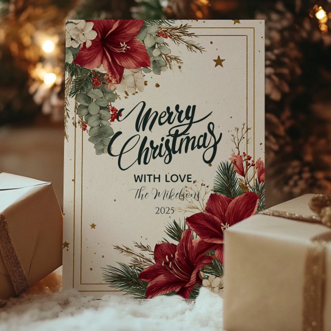 Festive Red Berries Merry Christmas Holiday Card (Creator Uploaded)