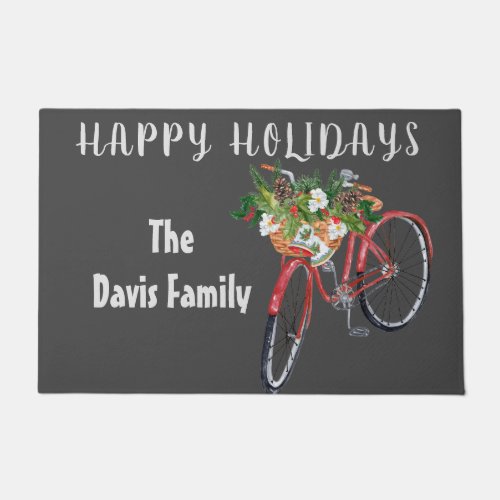 Festive Red Bike Holiday Doormat