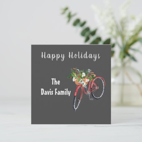 Festive Red Bike Holiday Flat Card