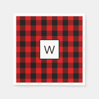 Festive Red Black Buffalo Check Napkins