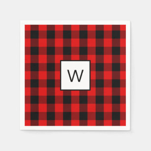 Festive Red Black Buffalo Check Napkins