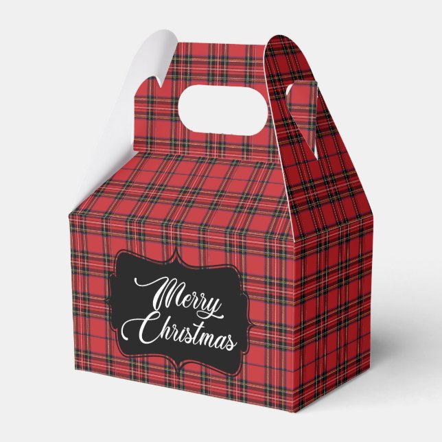 Festive Red & Black Christmas Favor Box (Front Side)