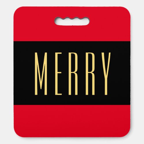 Festive Red Black Elegant Tall Slim MERRY Text  Seat Cushion