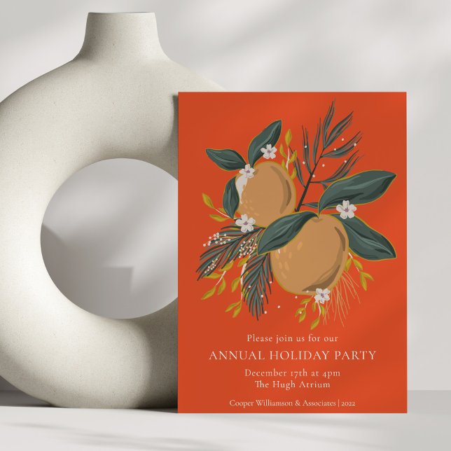 Festive Red Botanical Business Holiday Party Invitation (Creator Uploaded)