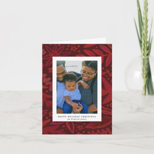 Festive Red Botanical Holiday Photo Card