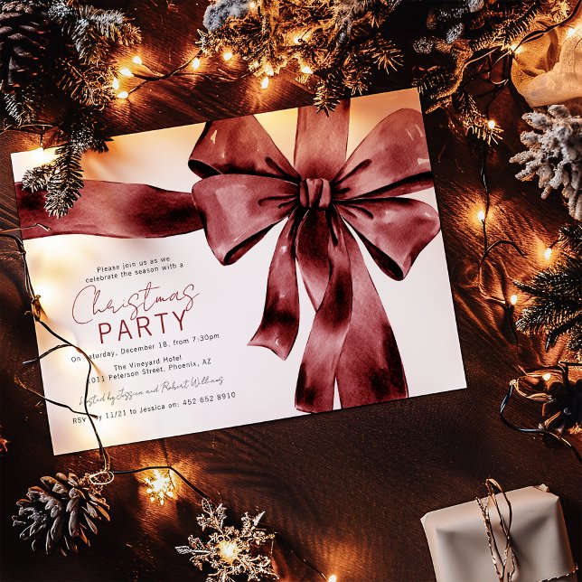 Festive Red Bow Corporate Christmas Party Invitation (Creator Uploaded)
