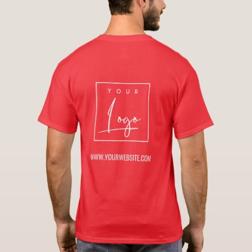 Festive Red Business Add Your Logo Name Website T_Shirt