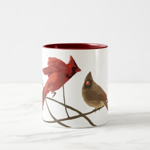 Festive Red Cardinals Two-Tone Coffee Mug