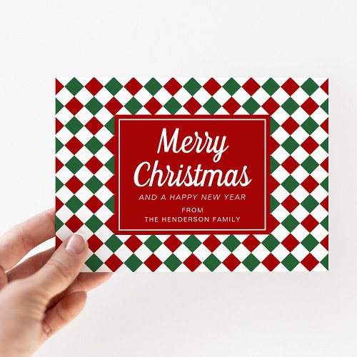 Festive Red Checked Photo Christmas Holiday Card