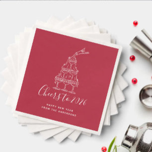 Festive Red Cheers to New Year Party Napkins