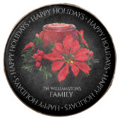 Festive Red Christmas Candle, Holly and Poinsettia Chocolate Covered Oreo (Front)
