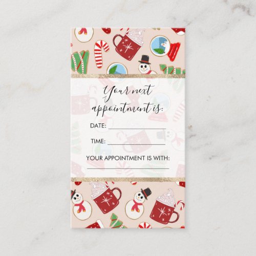 Festive Red Christmas Cookie Illustration Pattern Appointment Card