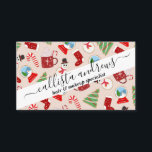 Festive Red Christmas Cookie Illustration Pattern Business Card<br><div class="desc">This cute and festive pattern is perfect for the Christmas holiday season. It features a hand-drawn holiday cookie illustration pattern including a snowglobe, Christmas tree, stocking, hot cocoa, candy cane, and snowman. The color scheme includes red, green, white, black, and sepia tan. ***IMPORTANT DESIGN NOTE: For any custom design request...</div>