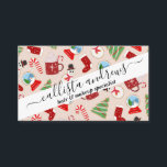 Festive Red Christmas Cookie Illustration Pattern Business Card<br><div class="desc">This cute and festive pattern is perfect for the Christmas holiday season. It features a hand-drawn holiday cookie illustration pattern including a snowglobe, Christmas tree, stocking, hot cocoa, candy cane, and snowman. The color scheme includes red, green, white, black, and sepia tan. ***IMPORTANT DESIGN NOTE: For any custom design request...</div>
