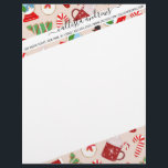 Festive Red Christmas Cookie Illustration Pattern Letterhead<br><div class="desc">This cute and festive pattern is perfect for the Christmas holiday season. It features a hand-drawn holiday cookie illustration pattern including a snowglobe, Christmas tree, stocking, hot cocoa, candy cane, and snowman. The color scheme includes red, green, white, black, and sepia tan. ***IMPORTANT DESIGN NOTE: For any custom design request...</div>