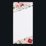 Festive Red Christmas Cookie Illustration Pattern Magnetic Notepad<br><div class="desc">This cute and festive pattern is perfect for the Christmas holiday season. It features a hand-drawn holiday cookie illustration pattern including a snowglobe, Christmas tree, stocking, hot cocoa, candy cane, and snowman. The color scheme includes red, green, white, black, and sepia tan. ***IMPORTANT DESIGN NOTE: For any custom design request...</div>