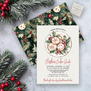 Festive Red Christmas Cookie Swap Baking Party Invitation