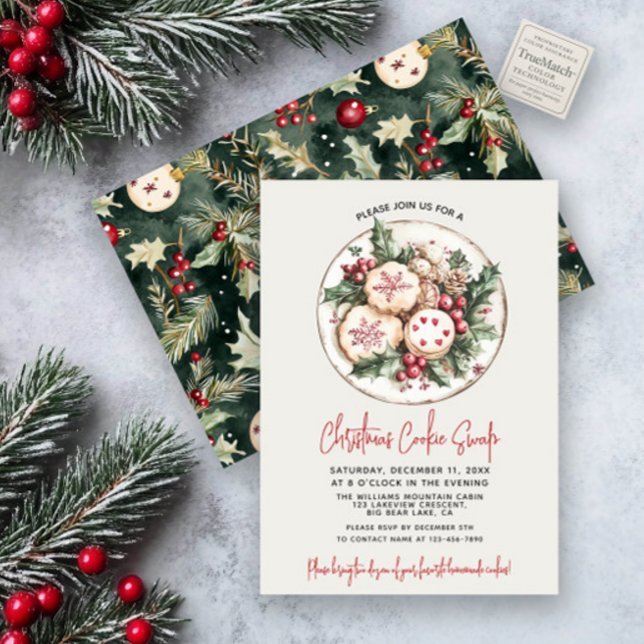 Festive Red Christmas Cookie Swap Baking Party Invitation (Creator Uploaded)