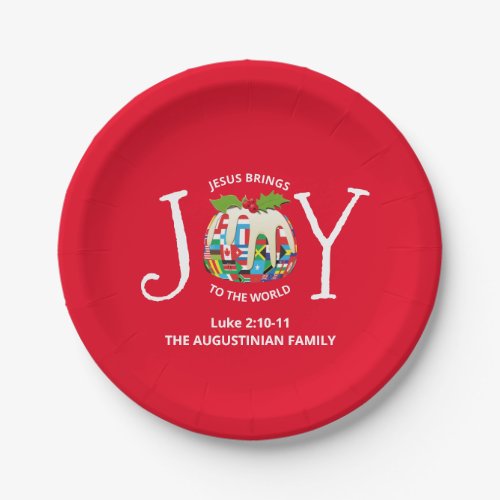 Festive Red Christmas JOY TO THE WORLD Paper Plates