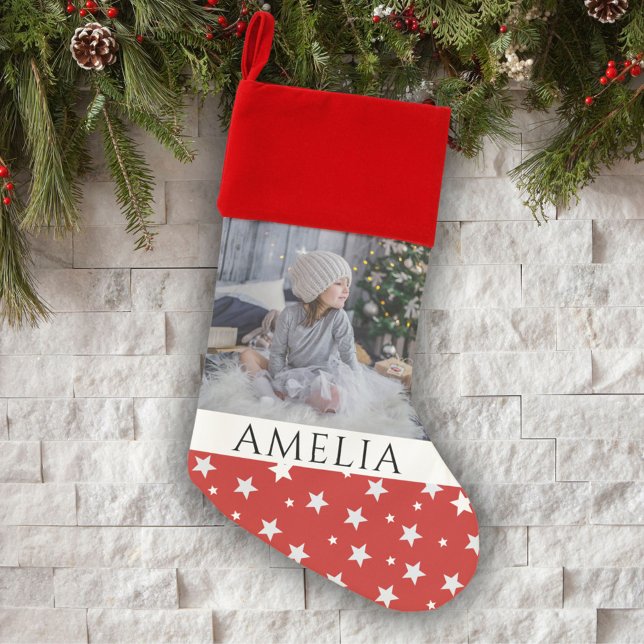 Festive Red Christmas Photo Christmas Stocking (Creator Uploaded)