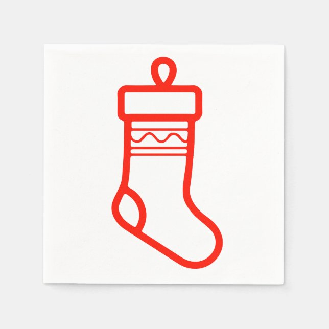 Festive Red Christmas Stocking - Party Deco Napkins (Front)