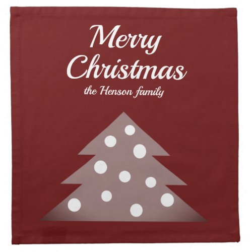 Festive Red Christmas Tree Family Holiday Cloth Napkin