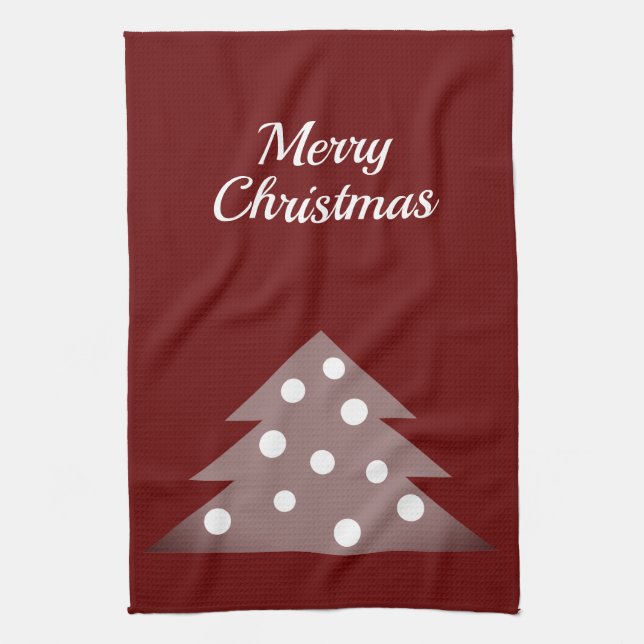 Festive Red Christmas Tree Holiday Kitchen Towel (Vertical)