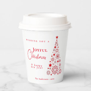 Festive Red Christmas Tree Paper Cups