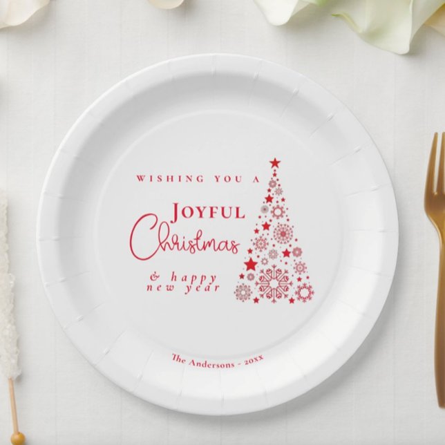 Festive Red Christmas Tree Paper Plates (Creator Uploaded)
