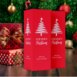 Festive Red Christmas white tree Wine Box