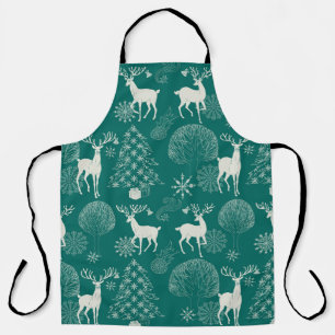 Festive red Christmas, winter forest. Apron