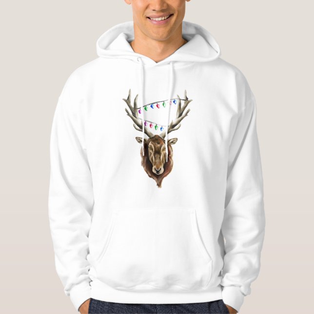 Festive Red Deer Stag Hoodie (Front)