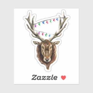 Festive Red Deer Stag Sticker