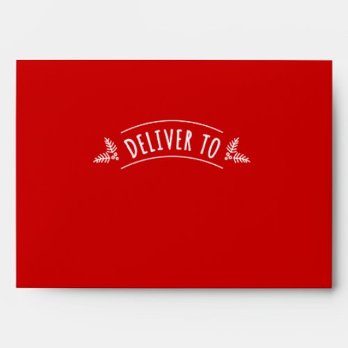 Festive Red Deliver To Christmas Holiday Envelope