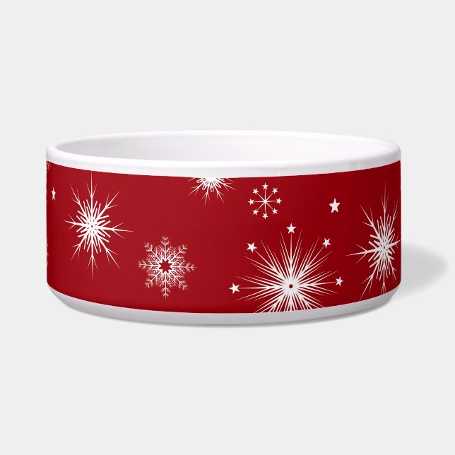 Festive Red Dog Bed with Snowflakes Dog Bed Bowl (Front)