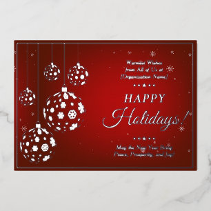 Festive Red Donors Volunteers Staff Appreciation Foil Holiday Card