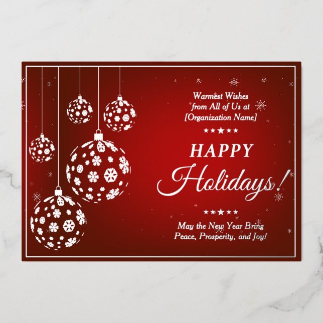 Festive Red Donors Volunteers Staff Appreciation Foil Holiday Card (Front)