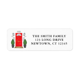 Festive Red Door Return Address Label