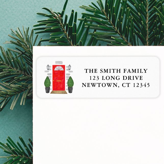 Festive Red Door Return Address Label (Creator Uploaded)