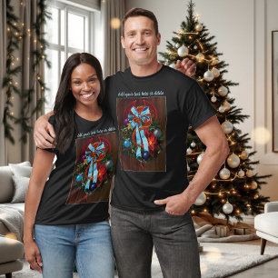 Festive Red Dragon Blue Ribbon Christmas Wreath  T-Shirt