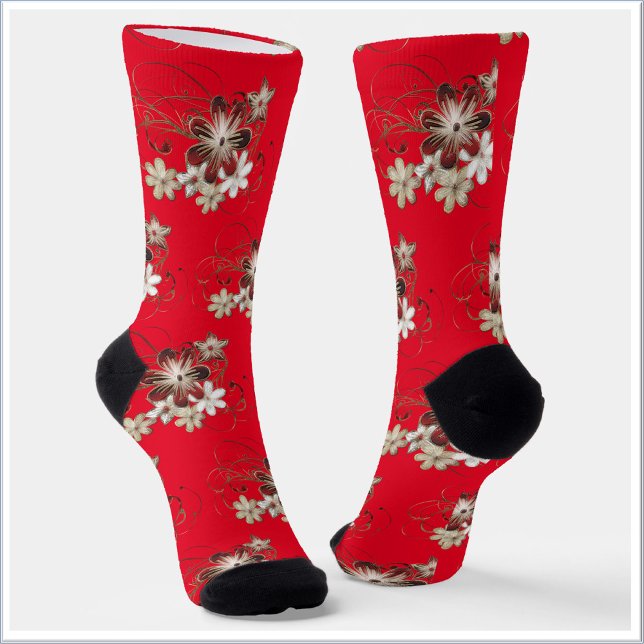 Festive Red Floral Socks (Creator Uploaded)