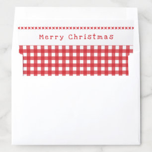 Festive Red Gingham Check Merry Christmas Holiday Envelope Liner