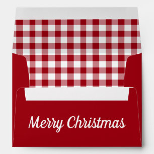 Festive Red Gingham Christmas Return Address Envelope