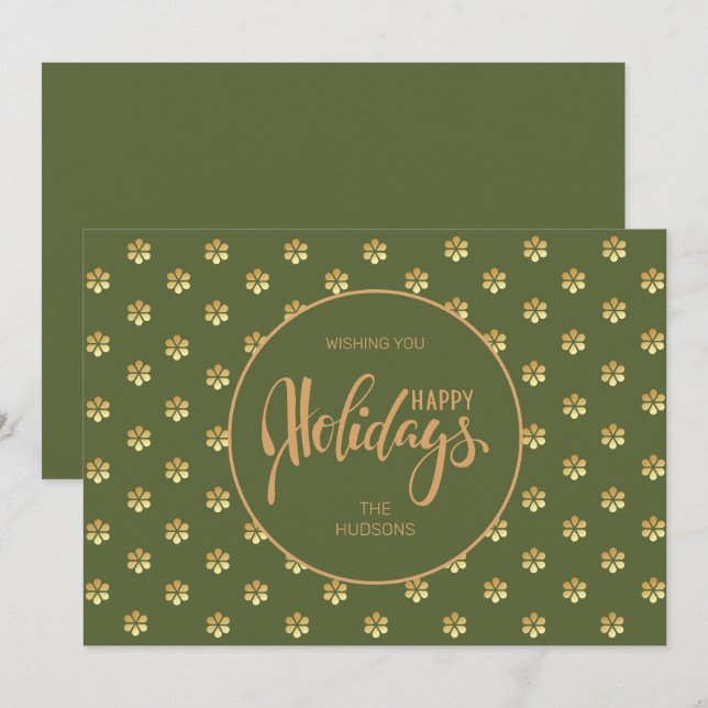 Festive Red & Gold Daisy Christmas  Holiday Card (Front/Back)